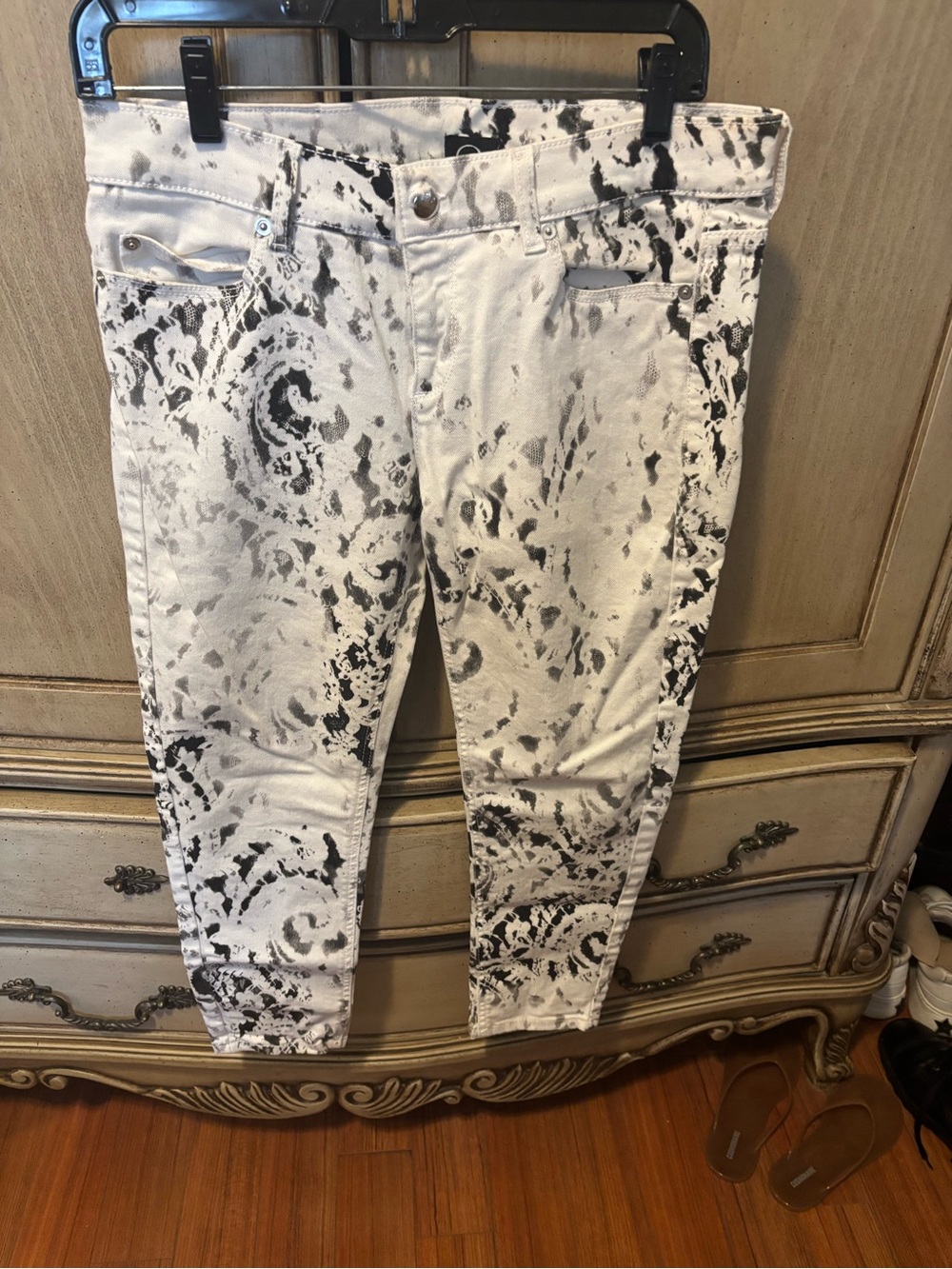 Alexander McQueen Black & White Printed Skinny Jeans
